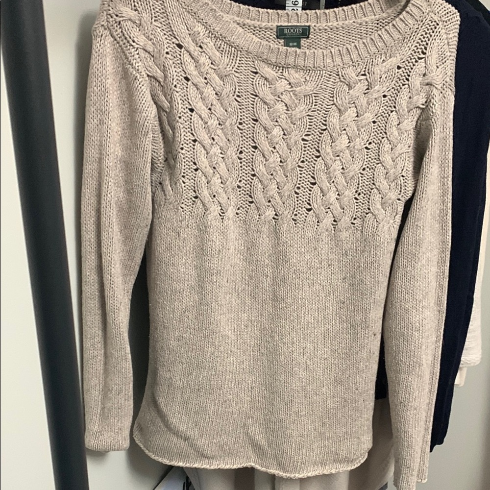 Women's Vintage Roots Light Brown Cable Knit Sweater - Size M - Minor wear